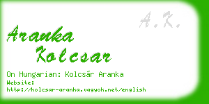 aranka kolcsar business card