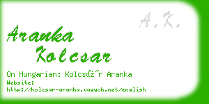 aranka kolcsar business card